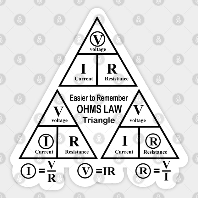 Electrical Ohms Law Triangle formula for Engineering Students Sticker by ArtoBagsPlus